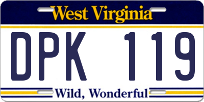 WV license plate DPK119