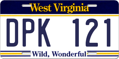 WV license plate DPK121