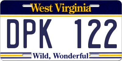WV license plate DPK122