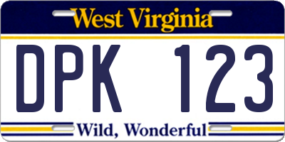 WV license plate DPK123