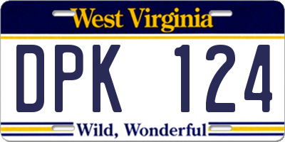 WV license plate DPK124