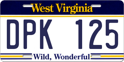 WV license plate DPK125