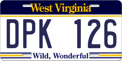 WV license plate DPK126