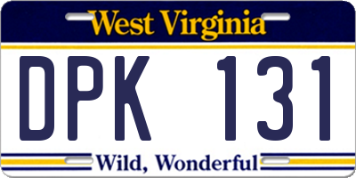 WV license plate DPK131