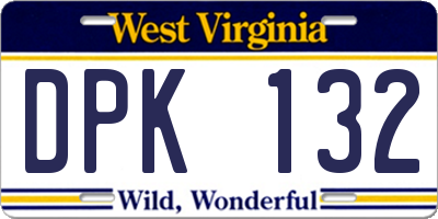 WV license plate DPK132