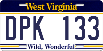 WV license plate DPK133