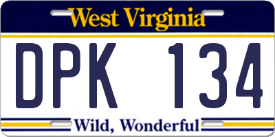 WV license plate DPK134