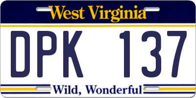 WV license plate DPK137
