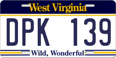 WV license plate DPK139