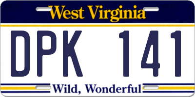 WV license plate DPK141