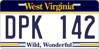 WV license plate DPK142