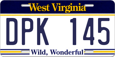 WV license plate DPK145