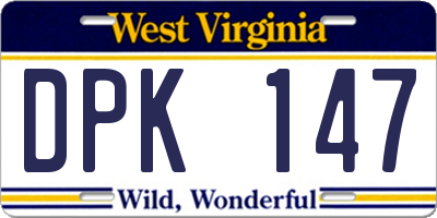 WV license plate DPK147