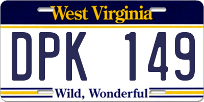 WV license plate DPK149