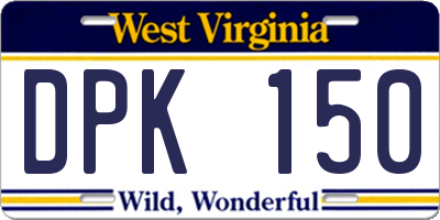 WV license plate DPK150
