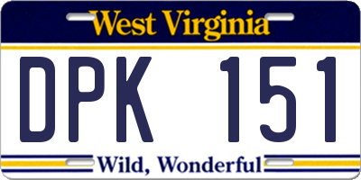 WV license plate DPK151