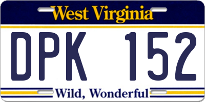 WV license plate DPK152