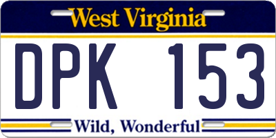 WV license plate DPK153
