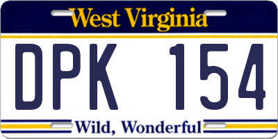WV license plate DPK154