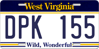 WV license plate DPK155