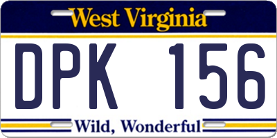WV license plate DPK156