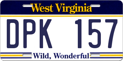 WV license plate DPK157