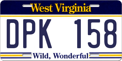 WV license plate DPK158
