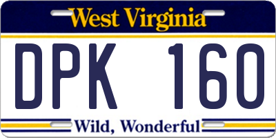 WV license plate DPK160