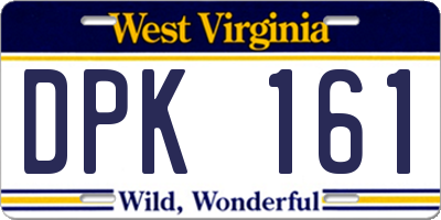 WV license plate DPK161
