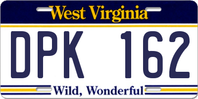 WV license plate DPK162