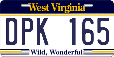 WV license plate DPK165