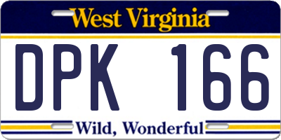 WV license plate DPK166