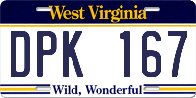 WV license plate DPK167