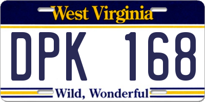 WV license plate DPK168