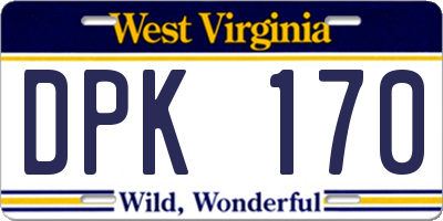 WV license plate DPK170