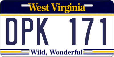 WV license plate DPK171