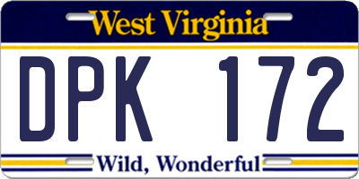 WV license plate DPK172