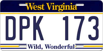 WV license plate DPK173