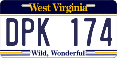 WV license plate DPK174