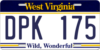 WV license plate DPK175