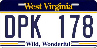 WV license plate DPK178