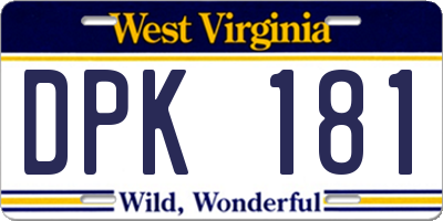 WV license plate DPK181