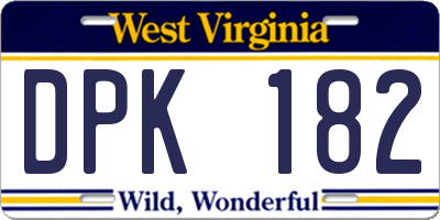 WV license plate DPK182