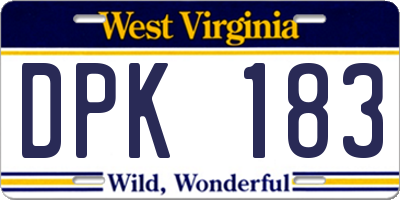 WV license plate DPK183