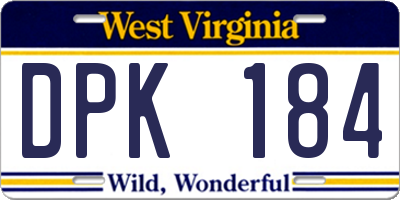 WV license plate DPK184