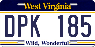 WV license plate DPK185