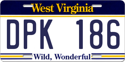 WV license plate DPK186