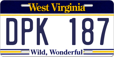 WV license plate DPK187