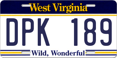 WV license plate DPK189