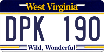 WV license plate DPK190